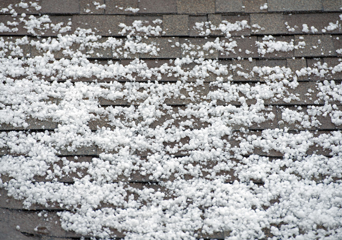 Hail damaged roof after heavy storm