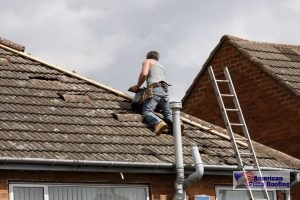 roofing company in Dallas, TX on roof